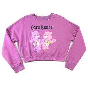 Care Bears graphic print crop fleece sweatshirt Size XS orchid pink